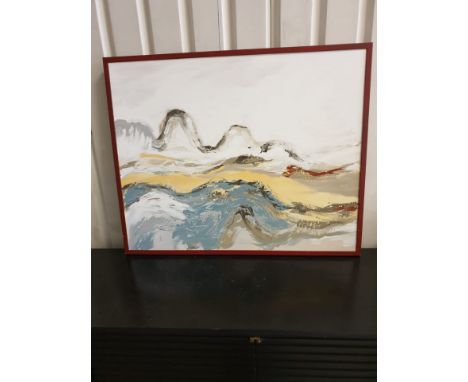 Wall Art Acryllic On Panel Red Frame 103 x 82cm (ST50)