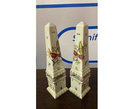 2 x Chinese Asian ceramic obelisks 330cm (SR507)