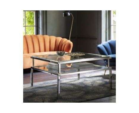 Salerno Coffee Table Silver Contemporary Steel And Glass Collection, Perfect For Adding The Finishing Touch To Your Living Sp