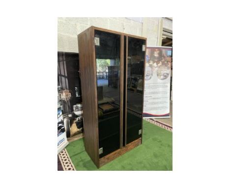 Noir Walnut Two Door Smoked Tempered Glass Display Cabinet Internally Fitted With Shelves 100 x 50 x 210cm  SR166 Ex Display 