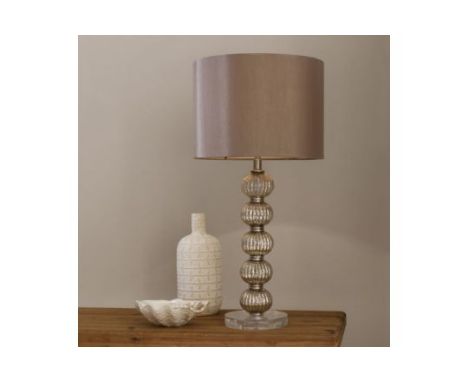 Adriana Table Lamp  Stacked Glass Bauble Base Dusky Rose Satin Shade Brighten Up Your Home And Halls With This Delightful Tab