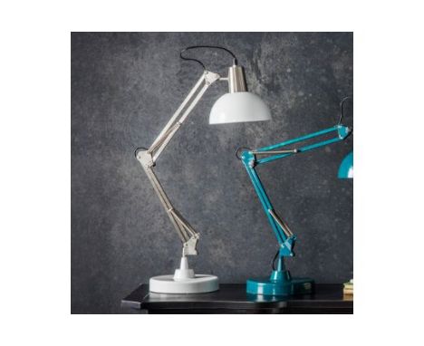 { Option of lots:  336, 337, 338 } Watson Table Lamp Brushed Nickel And White Stylish Table Lamp With An Industrial Style In 