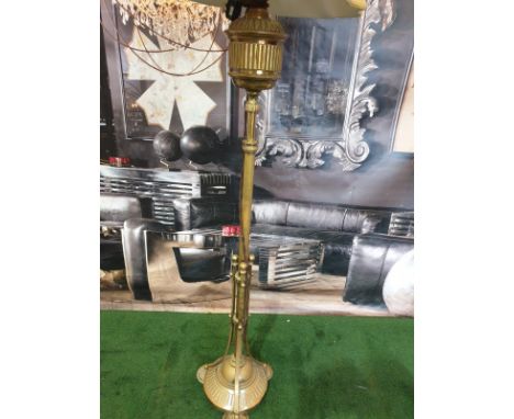 Edwardian Adam Style Brass Standard Lamp  with gold coloured shade 165cm high