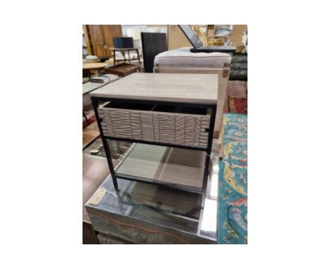 Aztek Side Table With One Drawer And Undershelf Acacia Wood And Metal W 450mm D 400mm H 500mm SR104 Ex Display Showroom Item 