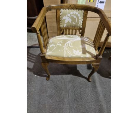 { Option of lots:  46, 47 } George Smith Furniture and Fabrics Upholstered wooden 19th century American chair with inlaid ivo