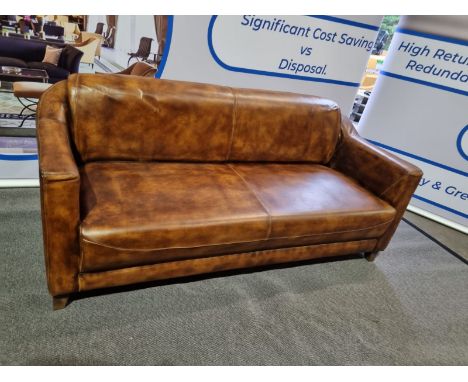 { Option of lots:  469, 470 } Leather Sofa Bijou Bijou In Antique Whisky 100% Leather An Eye Catching Design Leather Sofa Whi