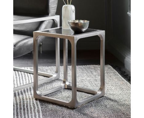 { Option of lots:  416, 417, 418 } Roma Side Table in Pewter is a visually arresting piece that is perfect for any room if yo