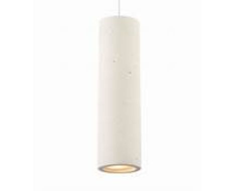 Endon Collection 80672 â€“ Architectural inspired white sandstone concrete finish pendant, suspended from white fabric flex f