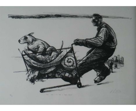 Ray Richardson (British Contemporary), One Man, his Dog and their House, lithograph, signed and dated '92 bottom right, blind