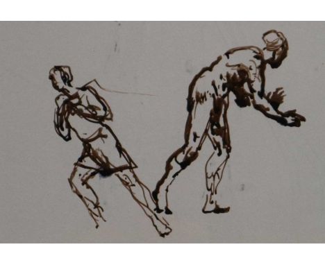Edward Seago RBA RWS (British 1910-1974), Figure Studies, Ink on paper, from artist's sketch portfolio, circa 1960s, mounted 