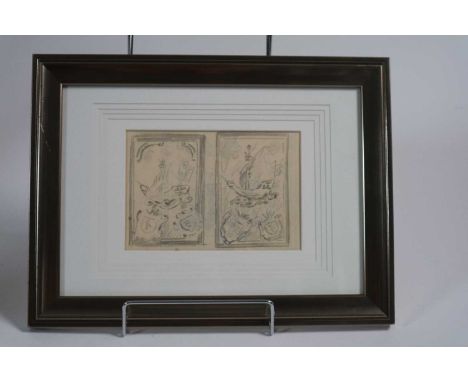 Edward Seago RBA RWS (British 1910-1974), Ship Motif Mural Design, pencil sketch, from artist's portfolio, circa 1960s, mount