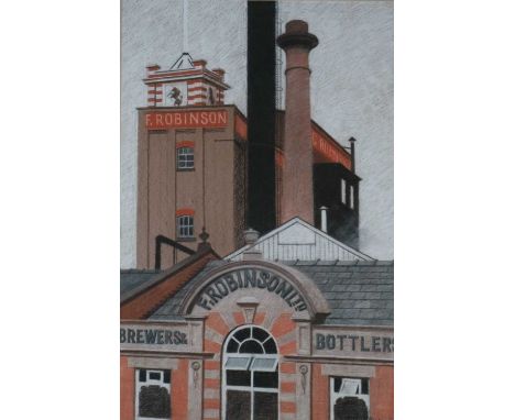 Nick Wilkinson (British school, 20th century) F Robinson Ltd, Brewers and Bottlers, pastel, signed lower right, inscribed wit