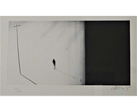 Mackenzie Thorpe (British Contemporary Northern School) Walking Through Telegraph Poles, limited edition print, signed bottom