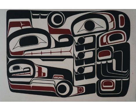 Bruce Alfred (B.1950), Canadian Kwakwaka'wakw artist. Print signed 'Bruce Alfred/80' bottom right, titled 'Wolf, Mosquito, Oc