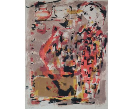 Jacques Yankel /Jakob Kikoine (French 1920-2004) Expressionist Portrait of a Lady, lithograph, signed bottom right and number