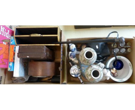 Westminster chime mantle clock, together with other various items including plated condiment set, pair of Royal Corona vases,