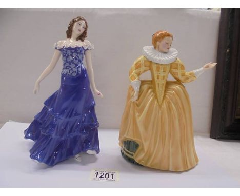 A Royal Worcester Summertime figurine and a Franklin Porcelain Katherine the Gallard figurine.
