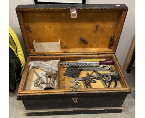 An old tool chest with a good collection of vintage tools &amp; other tools