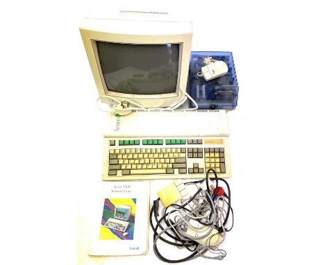 A 1992 Acorn A3010 computer system, with an Acorn monitor, Microsoft mouse, Viglen mouse, LogiTech mouse, instruction manual 