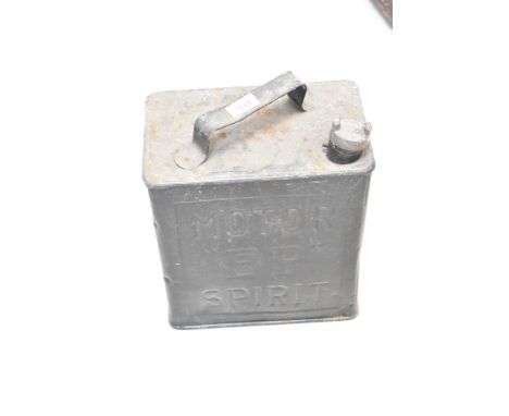 A BP Motor Spirit fuel can with brass cap