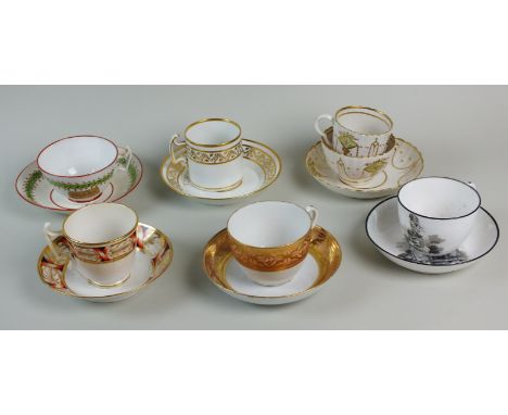 A Caughley porcelain trio, comprising teabowl, coffee cup and saucer, together with a quantity of other English porcelain war