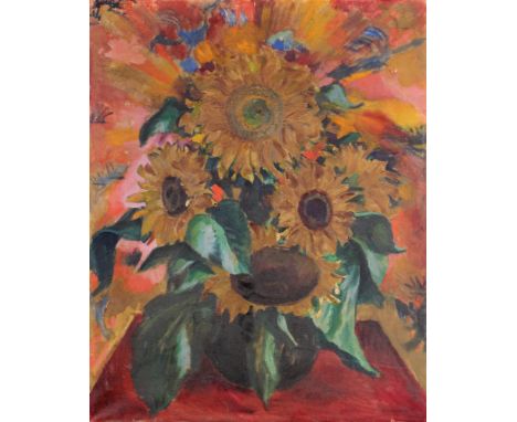   Hartig, Carl Christoph (1888 Davos - 1975 Düsseldorf), "Sonnenblumen", Öl auf Leinwand, signiert unten rechts C.C. Hartig, 