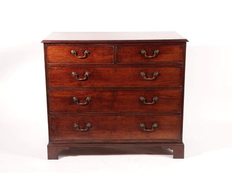 A George III Mahogany Straight Front Chest, 3rd quarter 18th century, the moulded top above two short and three long mahogany