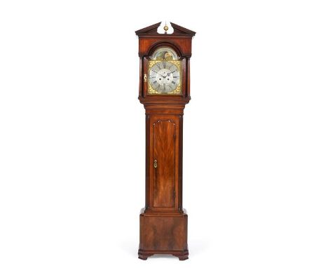 A Mahogany Eight Day Longcase Clock, signed Joshua Harrocks, Lancaster, circa 1770, architectural broken arch pediment, wavy 