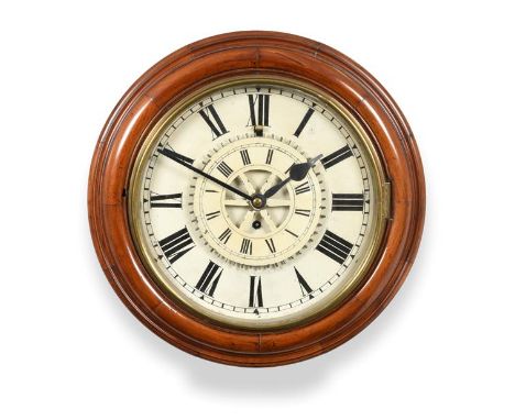 An Unusual Mahogany Night Watchman's Wall Timepiece, 19th century, side and bottom doors, 12-inch painted dial with Roman num
