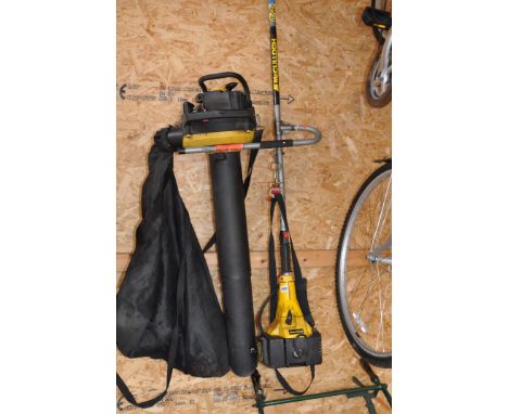 McCULLOCH PETROL GARDENING TOOLS including a MD320i-AV strimmer with plate blade fitted and a blower vac (engines pull freely