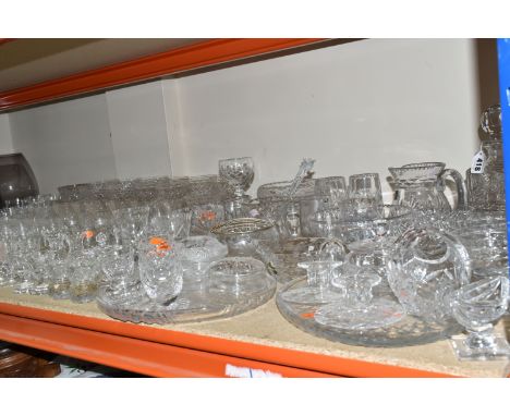 A COLLECTION OF CUT GLASS ITEMS, to include six crystal goblets, Royal Brierley cut crystal wine glasses, cocktail glasses, s
