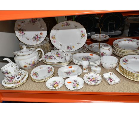 A GROUP OF ROYAL CROWN DERBY 'DERBY POSIES' comprising two rectangular serving bowls, three serving plates, two tier cake sta