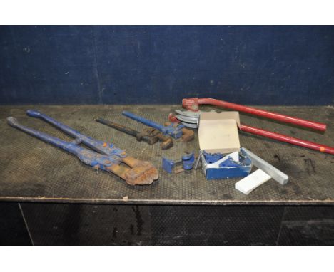 A COLLECTION OF RECORD TOOLS including a No 218M pipe bender, a pair of No 936 bolt croppers, two No18 Stilson, a Marples M13