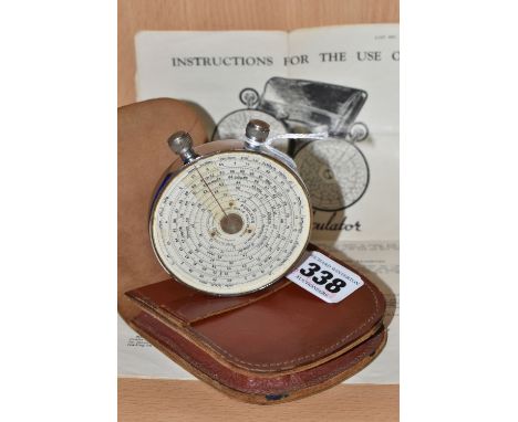 A FOWLER'S VEST POCKET CALCULATOR, with original leather case and instruction leaflet (1) (Condition Report: signs of wear , 