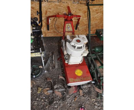 A VINTAGE MOUNTFIELD 4HP ESTATE PETROL ROTIVATER (engine pulls freely but hasn't been started)