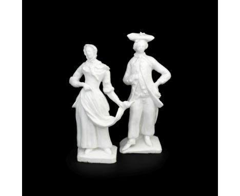 A pair of Bow figures of a Sailor and his Lass, circa 1755By the 'Muses Modeller', standing on square bases, the sailor with 