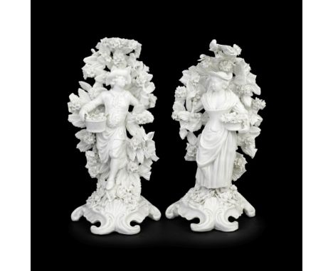 A fine pair of William Cookworthy, Plymouth figures, circa 1768-70Of a lady and gentleman gardener, both figures smartly dres