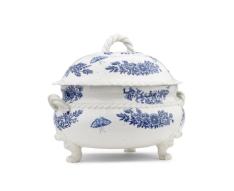 An important Derbyshire tureen and cover attributed to Cockpit Hill, circa 1770-75Of oval form raised on three paw feet with 