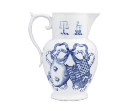 An early Coalport William Hill Election jug, circa 1802Commemorating the Shrewsbury Election, of baluster shape moulded with 
