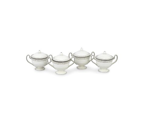A good set of four Wedgwood creamware custard cups and covers, circa 1808Of elegant urn shape with twin loop handles and ball