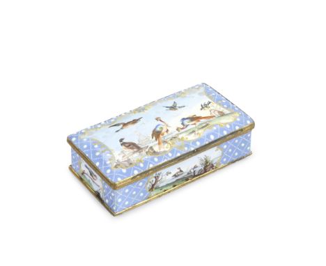 A South Staffordshire enamel writing box, circa 1765Of rectangular shape, the interior with compartments and containing two g