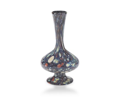 A Venetian 'Inghistera' vase by Salviati and Co, circa 1880In smelze glass, of bottle form, splashed and streaked with a prof