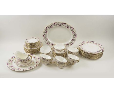 ROYAL CROWN DERBY 'PRINCESS' PART DINNER SERVICE, including 11 dinner plates, 12 dessert plates, 12 side plates, 11 soup coup