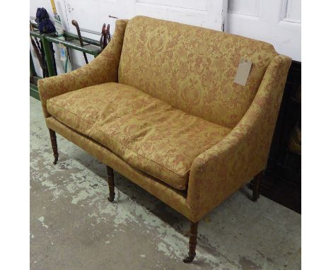 BEAUMONT AND FLETCHER SOFA, Georgian style, beechwood in gold and red damask with squab seat cushion, 140cm W.