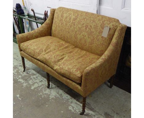 BEAUMONT AND FLETCHER SOFA, Georgian style, beechwood in gold and red damask with squab seat cushion, 140cm W.