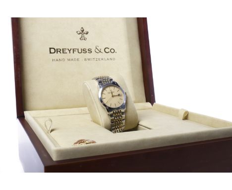 GENTLEMAN'S DREYFUSS & CO STAINLESS STEEL BI COLOUR QUARTZ WRIST WATCH originally purchased 2012, no. 6065, series no. 1890,t