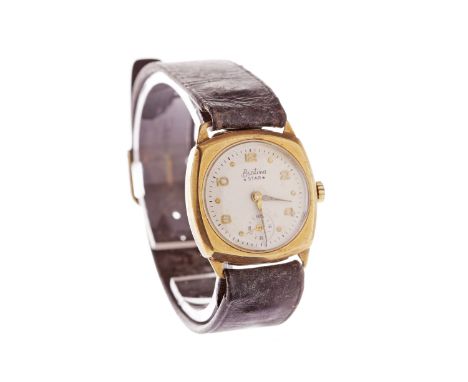 GENTLEMAN'S MID TWENTIETH CENTURY BENTIMA STAR NINE CARAT GOLD MANUAL WIND WRIST WATCHsigned 15 jewel movement, the round whi