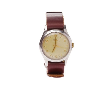 GENTLEMAN'S LONGINES STAINLESS STEEL MANUAL WIND WRIST WATCHoriginally purchased 1952, no. 8284234/12.681Y both from papers, 