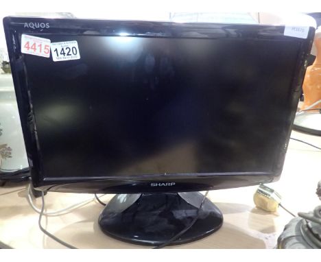 Sharp Aquos LC19DIEBK 19 inch TV. Not available for in-house P&P, contact Paul O'Hea at Mailboxes on 01925 659133Condition Re