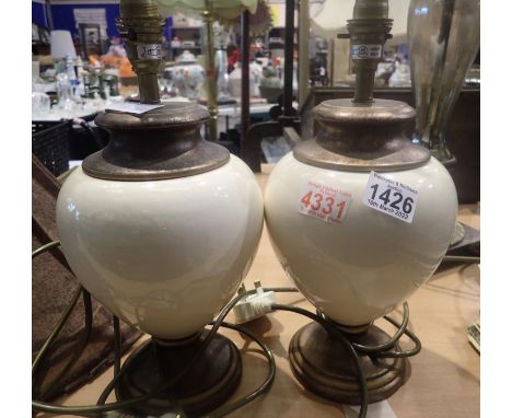 Pair of bronzed table lamps, H: 35 cm. Not available for in-house P&P, contact Paul O'Hea at Mailboxes on 01925 659133Conditi